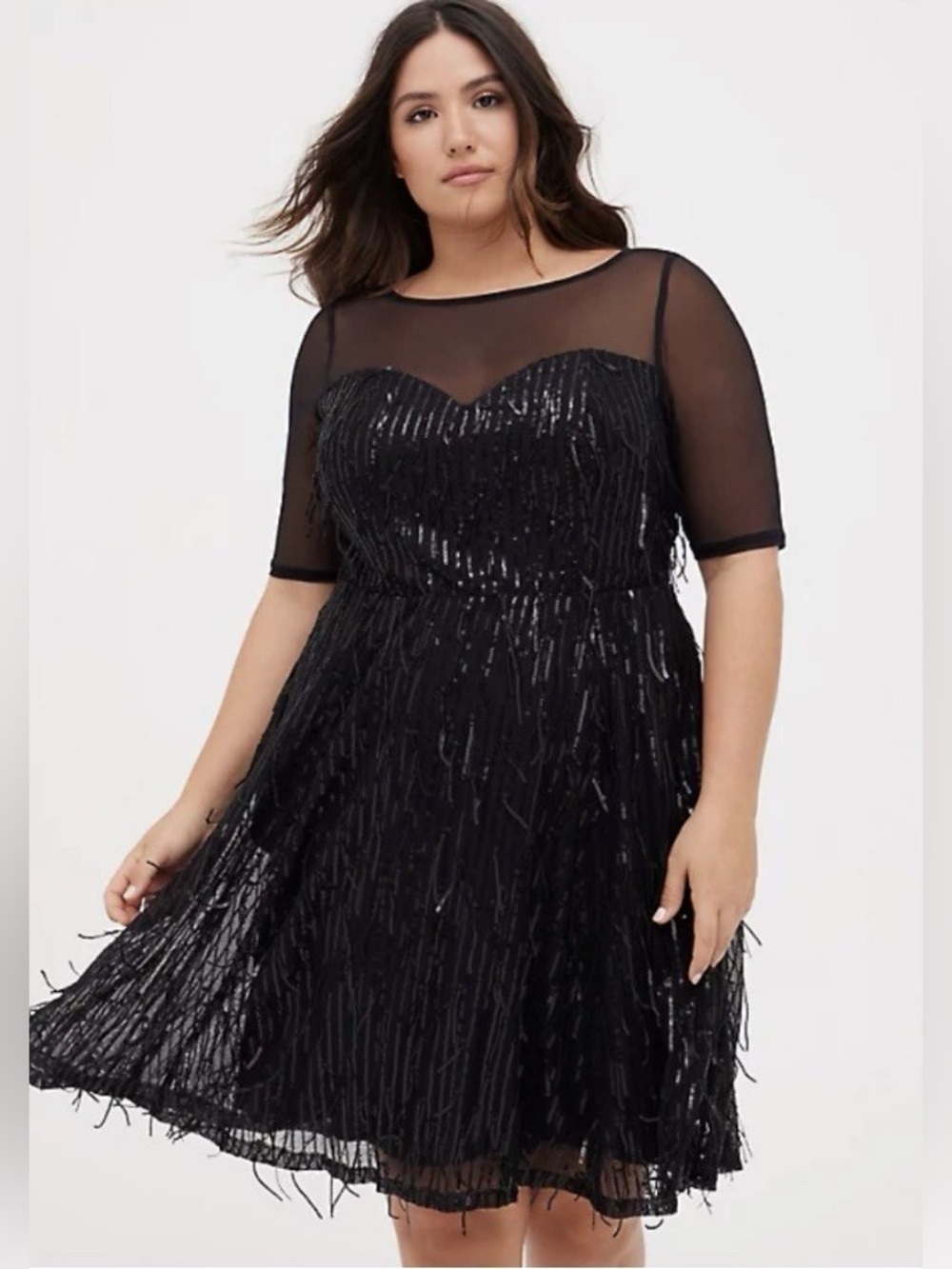 Torrid Black Sequin Fringed Dress - New - Size 20